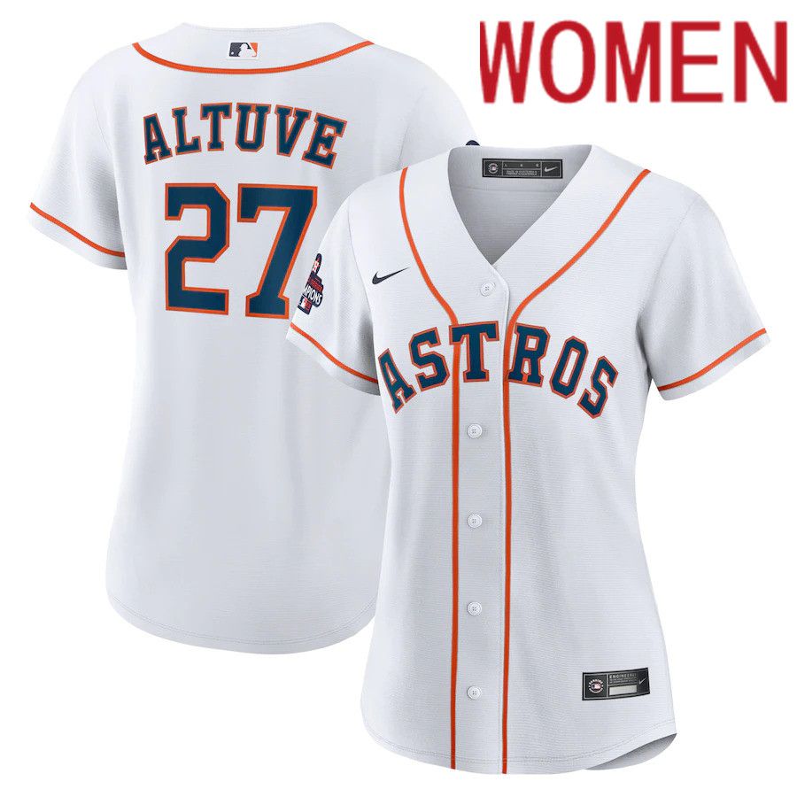 Women Houston Astros #27 Jose Altuve Nike White 2022 World Series Champions Home Replica MLB Jersey